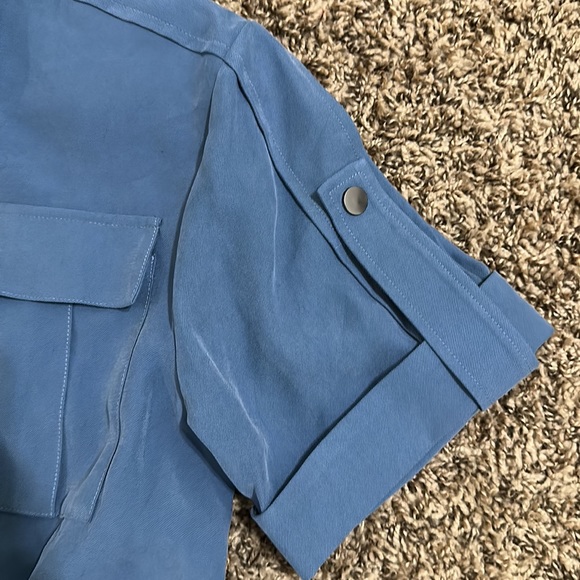 NWT BCBGMAXAZRIA Short Sleeve Relaxed-fit Blue Jumpsuit - Picture 6 of 9